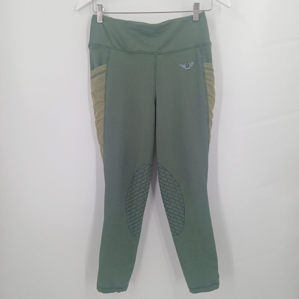 womens tuff rider green horseback riding equestrian leggings size medium